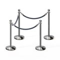 Montour Line Stanchion Post and Rope Kit Pol.Steel, 4 Ball Top3 Gray Rope C-Kit-4-PS-BA-3-PVR-GY-PS